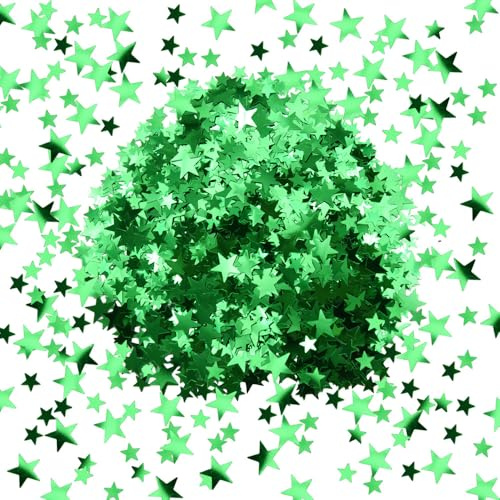 Yosawo 60g/2.1oz Stern Konfetti Glitzer Streudeko Bunt Tischdeko(XX/Green) | Glitzer Konfetti Geburtstag Deko,Stern Pailletten Geburtstag Tischdeko,Sterne Confetti Streudeko Weihnachten Neujahr Deko