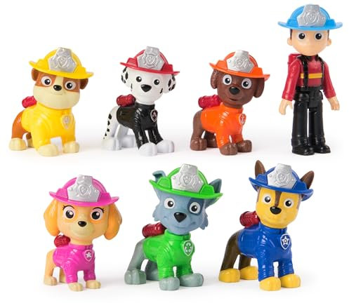 PAW PATROL Fire Rescue - Hundefiguren Geschenkset mit 7 Spielfiguren zum Sammeln, Spielzeug für Kinder ab 3 Jahren