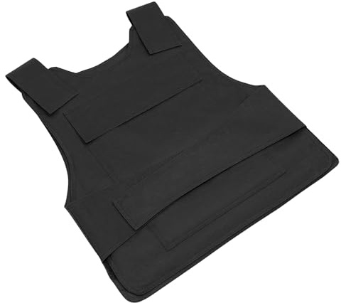 Sicherheitswesten, Schutzweste Taktische Weste mit Manganstahl-Scheibe, Handschuhe und Taschen, Stichfeste Unterziehwest für Polizei Security Wachschutz Sicherheitspersonal, 50 * 58 cm Schwarz
