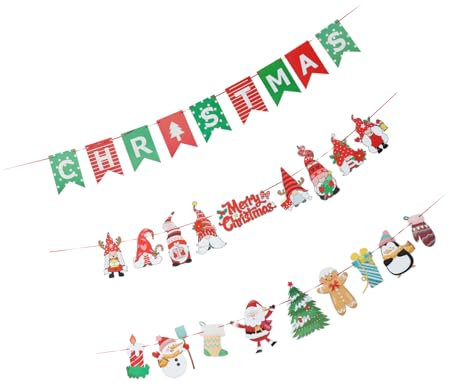 BESTOYARD 3stücke Weihnachtsbanner Mit Dekogirlanden Und Partygirlanden Für Partydekorationen Hängende Bannerornamente Für Zuhause Und Feiern