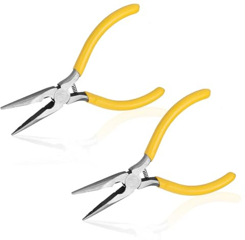 Giantree 2 mini pinze a becchi ad ago, pinze a becco lungo per piegare il filo, pinze a becco sottile caricato a molla da 11,4 cm, per la creazione di gioielli, avvolgimento di cavi, riparazioni