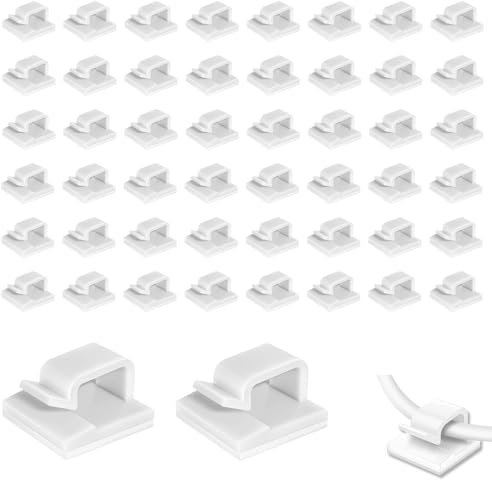 Kryzulax 50 Stück Kabelhalter Selbstklebend,Kabel-Clips,Kabel-Organizer,Kabel Haken Draht Halter für Kabelmanagement-ideal für Zuhause, Büro, Auto, Nachttisch, Schreibtischzubehör(Weiß)