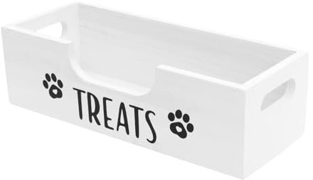 Dog Treat Container Wooden Dog Food Storage Container Practical Versatile Pet Treat Storage Organizer Large Capacity Cat Biscuit Canister for Pet Owners and Lovers(white)
