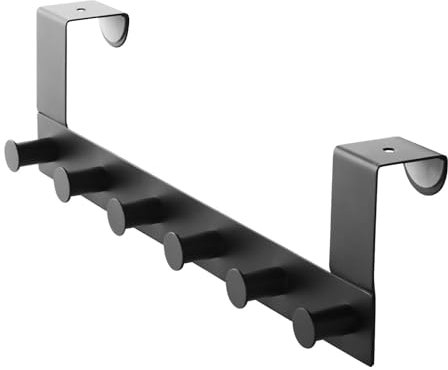 SOTOOLS Türgarderobe CLOTHORACK Schwarz matt 6 Haken 380x110 mm ohne Bohren über Tür hängend für Türen ohne Falz modern & pflegeleicht