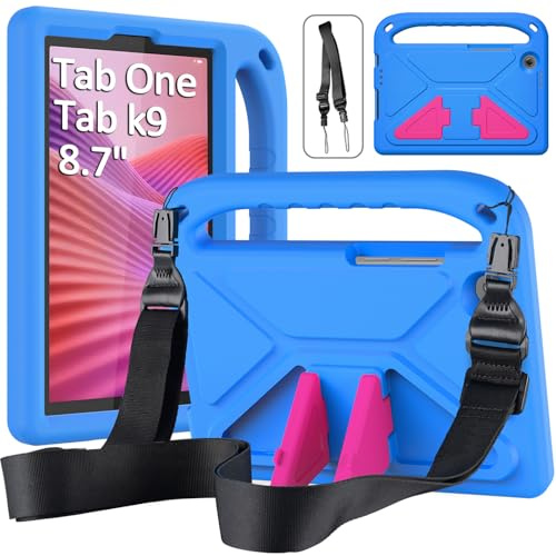 RollinCase Funda Infantil para Lenovo Tab One/Tab K9 8.7 Pulgadas 2025,Azul | TB305XU/TB305FU, Eva, Ligera a Prueba de Golpes, Carcasa Antigolpes con Asa y Correa