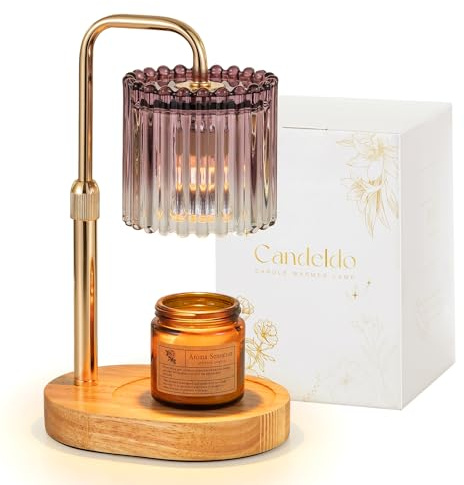 Candeldo Purple Candle Warmer Lamp with Timer, Birthday Gifts for Women Mum | Wax Melt Lamp, Height Adjustable, Dimmable, Gift for Her, House Warming, Birthday Present, Modern Home Decor, with 2 Bulbs