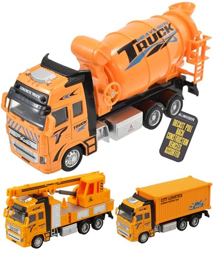 Electoys Toy Construction Vehicle Concrete Mixer Truck Bright Orange Small Scale Model for Imaginative Play Childrens Toy Truck Durable Plastic Metal Detailing Building Site Theme