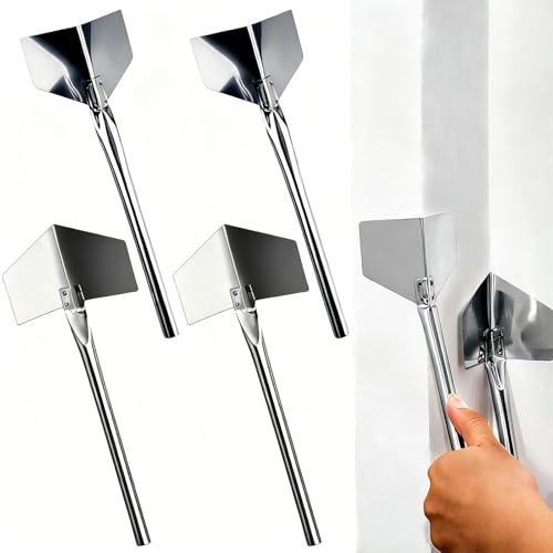 4Pcs Inside & Outside Corner Trowels, Plastering Tools, Stainless Steel Plastering Tools for Corner Drywall Shaping & Building Projects (Silver)