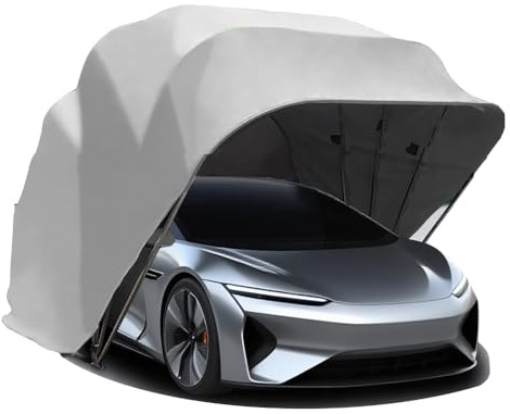 Allwetterfester Carport, halbautomatischer Mobile Faltgarage, Auto-Markise, abschließbarer, langlebiger Unterstand, Heavy Duty Garagenzelt (grau 5.5 x 2.5 x 2.3 m)