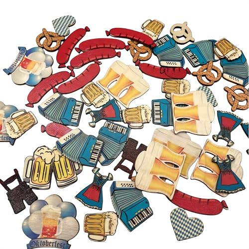Holz Streudeko Deko,100 Stück Konfetti Tischdeko,New Year Deko, Tischdeko Party Decoration,Neujahrsdeko Confetti, für Tischdeko, Wiesn & Biergarten,3-5 cm