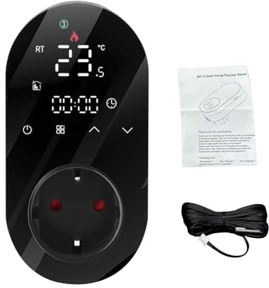 Matybobe Smart WiFi Plug Thermostat Time/Temperature Display Weekly Programmable Energy Saving Mode APP Remote Control Voice Control Electric Heating Equipment Water Heaters (Black)