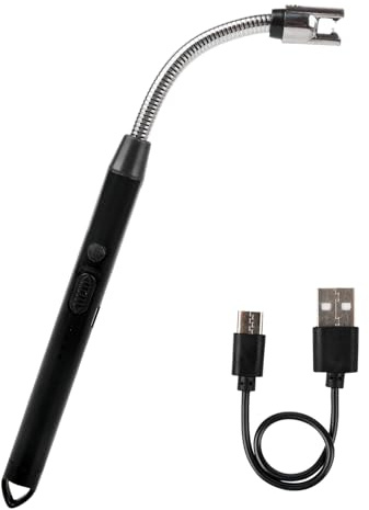 Mechero Eléctrico Resistente al Viento sin Llama, Encendedor Recargable por USB con Cerradura de Seguridad,Largo para Velas, Cocina, Chimenea,Barbacoa,Camping y Más,Flexible de 360°