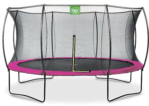 EXIT Toys Silhouette Trampoline - 14ft - Big Round Outdoor Trampoline for Kids - Includes Safety Net and Feet Safety System - Competitively Priced - Safe Entry - Great Jumping Power - Pink