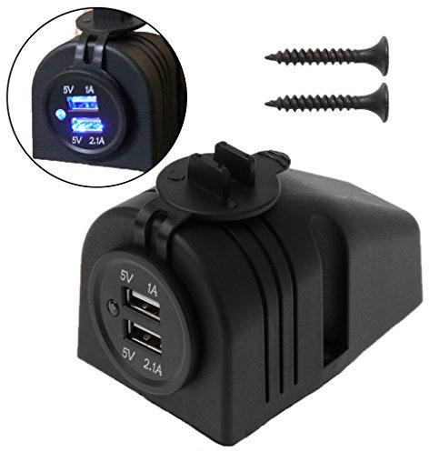 Ranuw 12V 24V Dashboard Mount Dual USB Panel Charger Adapter For Car Boat Marine Truck