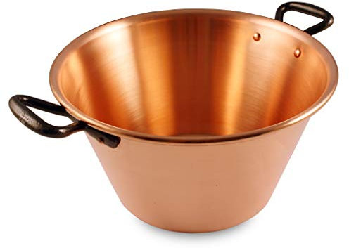 BAUMALU - Bassine à Sucreries Cuivre Massif - Bassine à Sucreries Conique à Bord Roulé - Tous Feux sauf Induction - Fabrication Française - Ø26,5cm - Cuivre