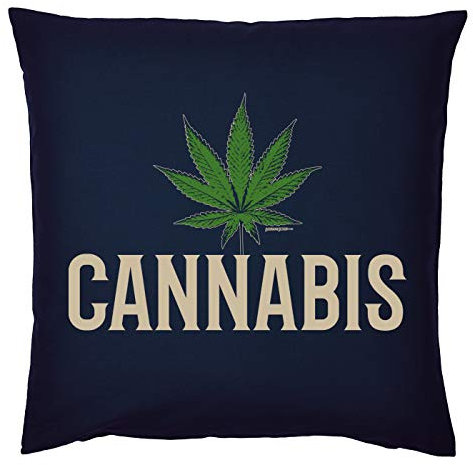 Tini -Shirts Cannabis Sprüche Kissen - Deko-Kissen Marihuana : Cannabis - Kiffer Geschenk-Kissen Hanf/Weed - Kissen mit Füllung - Farbe: Navyblau