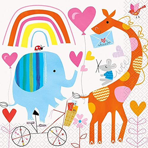 Unique Party- Tovaglioli da Doccia Zoo, Confezione da 16, Multicolore, 73422