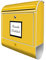 banjado® Design Briefkasten personalisiert mit Briefkasten Gelb 38,5x46,5x13cm & 2 Schlüssel - Briefkasten Stahl weiß mit Zeitungsfach pulverbeschichtet - Postkasten A4 Einwurf inkl. Montagematerial