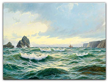Bilderdepot24 Kunstdruck Poster - Michael Zeno Diemer Felsige Meeresküste im frühen Morgenlicht 80x60 cm ca. A1 - Alte Meister Bild ohne Rahmen