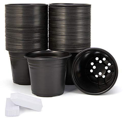 JERIA Lot de 100 pots de fleurs en plastique pour semis de fleurs, pot de semences de fleurs, pot de semences, pot de semences, livré avec 100 étiquettes