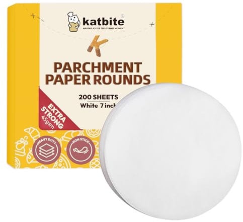Katbite Heavy Duty Greaseproof Paper Sheets,200pcs 7 Inch Baking Paper Rounds Non Stick Baking Parchement Paper,Used for Cake Cooking,Patty Separating