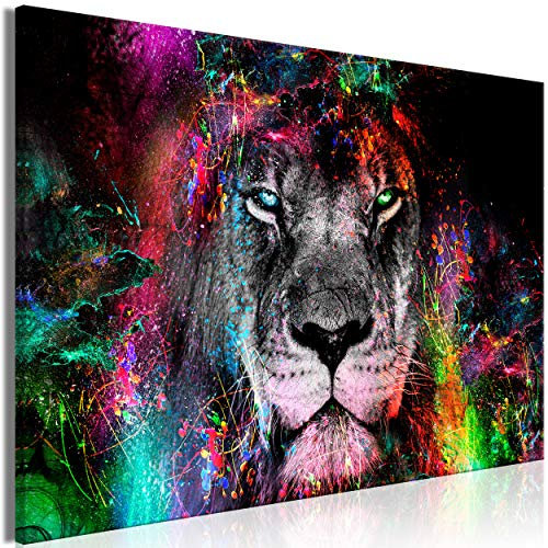 decomonkey Bilder Abstrakt Löwe 90x60 cm 1 Teilig Leinwandbilder Bild auf Leinwand Vlies Wandbild Kunstdruck Wanddeko Wand Wohnzimmer Wanddekoration Deko Bunt Tiere