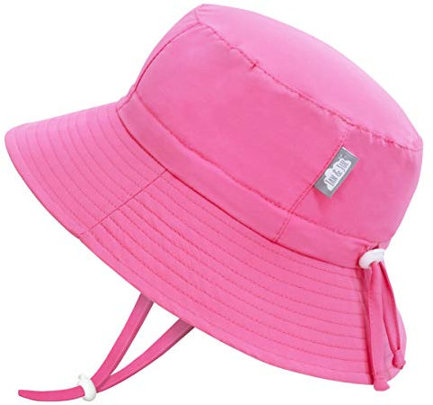 Jan & Jul Fischerhut für Mädchen, Sonnenhut mit UV-Schutz (XL: 5-12 Jahre, Rosa Wassermelone)