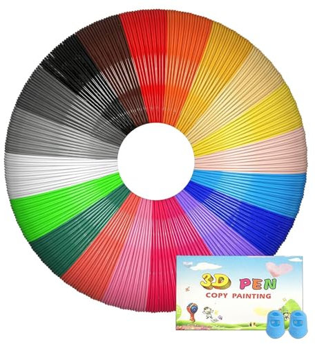 3D-Stift-Filament-Nachfüllpackungen, 20 Farben, 4 m pro Farbe, insgesamt 79 m, 1,75 mm Filament, kompatibel mit SCRIB3D MYNT3D 3D-Stift mit 2 Fingerkappen und 3D-Stift-Vorlagenbuch [3D-Stift nicht im