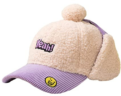 Vobozeany Kinder Baseballkappe Winter Warm Bommelmütze Beanie Wintermütze mit Ohrenklappen Winddichte Trappermütze Fliegermütze für Jungen und Mädchen 3-10 Jahre