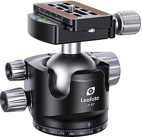 Leofoto - LH-47 Ball Head with QP-70N Quick Release Plate - Rock Solid, Professional Ball Head - Load Capacity: 22 kg - LH-47