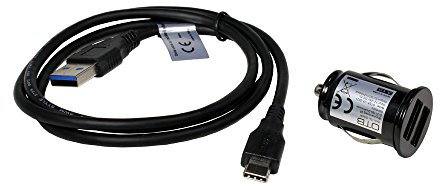 Dual USB car charger and USB cable compatible with OnePlus Nord CE 5G, USB 3.0, 2100mA, faster loading