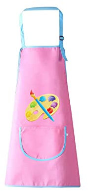 PLABBDPL Malschürze Verstellbar, Kinder Schürzen Set mit Taschen, Kochschürze für Jungen Mädchen, Verstellbare Kleinkind Kochschürze für Basteln Malen Backen Kochen, Rosa, 5-11 Jahre