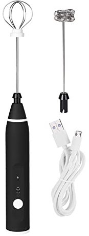 Blender, Electric Automatic Whisk Milk Frother Immersion Blender Cordless Frother 3 Speed Blender with USB Charging Black