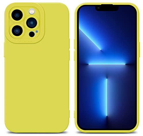 Cadorabo Hülle kompatibel mit Apple iPhone 13 PRO MAX Schutzhülle TPU Silikon Case Liquid Design mit Kameraschutz Slim Kratzfest Weiche Gummi mit Rundumschutz Case Hülle für iPhone 13 PRO MAX in Gelb
