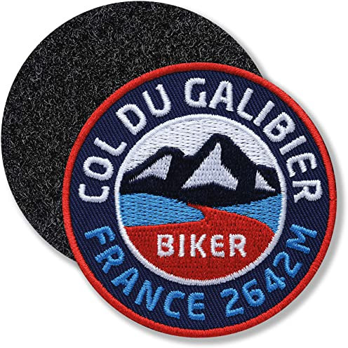 Klettpatch - Col Du Galibier Pass-Straße gestickt 62 mm/Frankreich Alpen MTB Biker Rennrad Motorrad Tour France/Klett-Patch Patch Patches Klett Abzeichen auf Kleidung Rucksack /