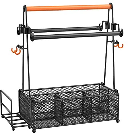 Besteckkorb Tisch, Besteckhalter mit Griff, küchen organizer Aufbewahrung für Besteck, Gewürze, Gewürzregal für Outdoor küche, Grill und Camping, Platzsparend für Arbeitsplatte (Schwarz)