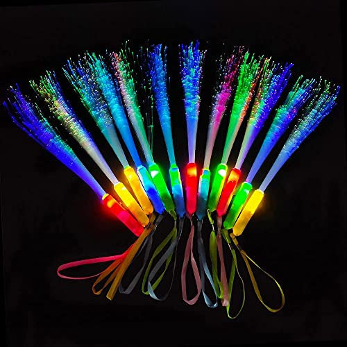 Senhui 72 Stück Leuchtstäbe, Partygeschenke, 3 Modi, bunte blinkende Glasfaser-Lichter, sensorischer Zauberstab, LED-Leuchten, leuchtet im Dunkeln, Zauberstäbe für Partyzubehör, GLSK-XI