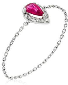Ring Kette Rubis Weißgold und Diamanten, Weißgold, Rubin