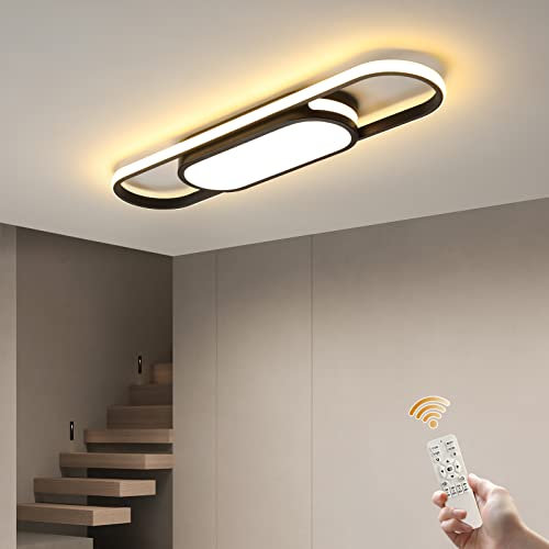 Oninio Moderne LED Deckenleuchte 3000K-6000K Dimmbare Deckenlampe mit Fernbedienung Deckenbeleuchtung 70cm Deckenleuchte für Wohnzimmer Schlafzimmer (40W Schwarz)