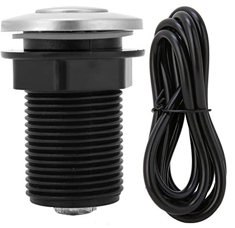 Interruptor de Baño Neumático Aire Botón Kit, 32 mm Interruptor de Aire Botón pulsador de Acero Inoxidable Automático de Triturador de Basura con Manguera de Aire para Triturador de Basura y Bañera