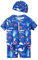 LAT LEE AND TOWN Jungen Schwimmender Badeanzug Baby Schwimmanzug uv Schutz Fisch Bademode Einteiler Set mit Hut Blau