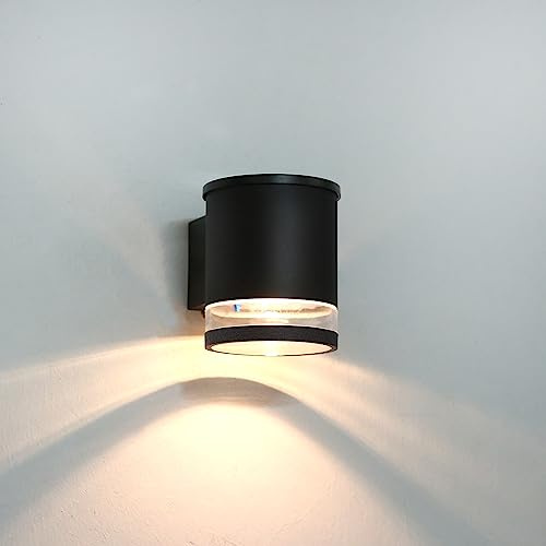 HLFVLITE Solarlampen für Außen LED Solar Wandleuchte IP54 Wasserdicht Solarleuchten Aluminium, Schwarz