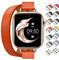 Juntan Double bracelet en cuir compatible avec Apple Watch 38 mm, 40 mm, 41 mm, 42 mm, 44 mm, 45 mm, fin bracelet de montre de rechange pour iWatch SE série 8 7 6 5 4 3 2 1, 38mm/40mm/41mm
