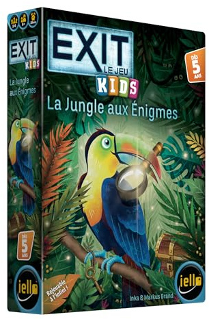 IELLO EXIT Kids Der Dschungel im Rätsel - Kooperatives Rätselspiel für Kinder | 1-4 Spieler | 45-90 Minuten | Ab 5 Jahren