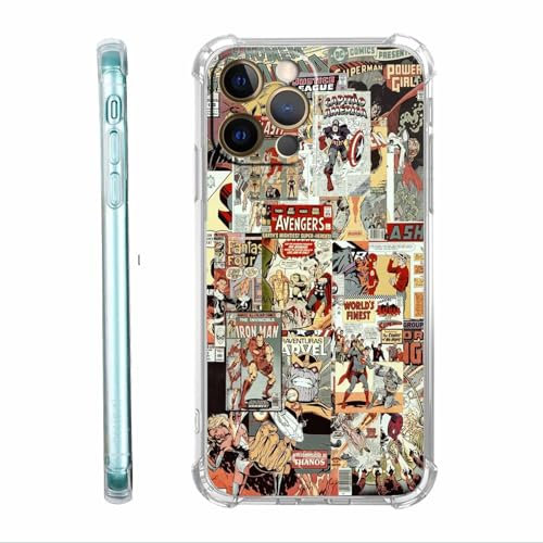 malegaon Cartoon-Comic-Superhelden-Hülle für iPhone 12 Pro Max, Popkultur-Kunst-Collage-Muster, weiche TPU-Schutzhülle für iPhone 12 Pro Max, TYLMAL_IP12PM