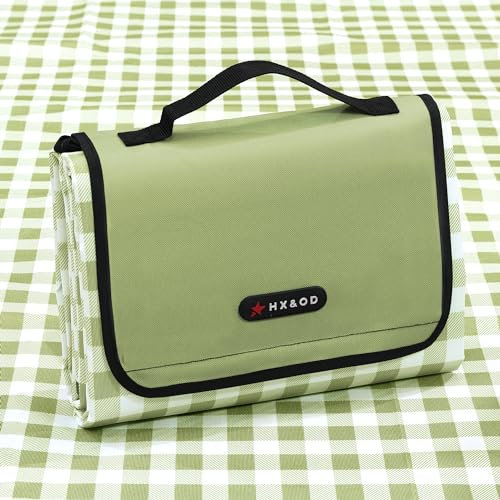 Picknickdecke für den Außenbereich, 203 x 203 cm, extragroß, Campingdecke, Stranddecke, faltbar, wasserdicht, Sandmatte, Wandern, Reisen, Familienkonzerte (grün)