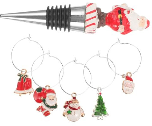 LIFKOME 1 Set Wine ES Tag Metal Wine Bottle Stoppers Cup Ring Fresh-Keeping Function for Giving