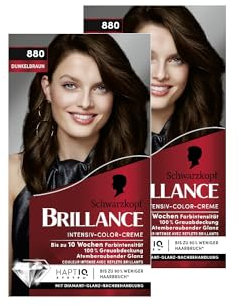 Brillance Intensiv-Color-Creme 880 Dunkelbraun (2x 160 ml), dauerhafte Haarfarbe mit Diamant-Glanz und Pflege-Conditioner, für 10 Wochen Farbintensität