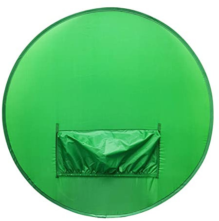 Round Green Screen Backdrop 4.6FT, Green Screen Chair Background Photography Backdrop Green Background for Video Chats Photo Live Streaming Zoom Meeting Game, Single Layer