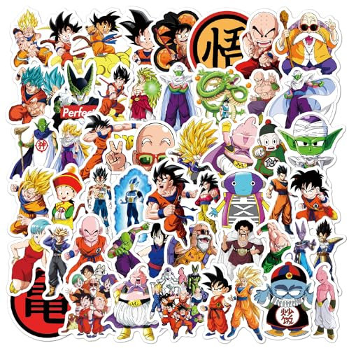 50 Dragon Ball Vinyl Aufkleber Set - Wasserdichte Anime Sticker für Laptops, Wasserflaschen, Notizbücher - Strapazierfähige & lebendige Designs